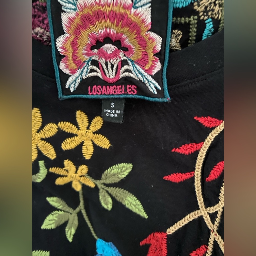 Johnny Was Maxi Dress Black Embroidered Boho S/M - Picture 6 of 7